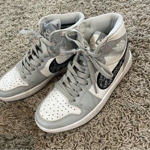 Nike Air Jordan Gray and White High-Top Sneakers